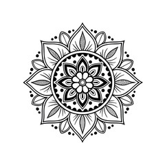 Intricate Black and White Mandala Design Circular Floral Pattern for Art, Coloring, and Meditation