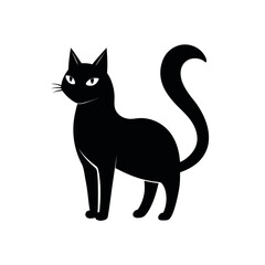 Elegant Black Cat Silhouette A Vector Graphic Illustration
