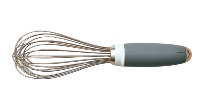 Gray whisk with a light-colored head and handle