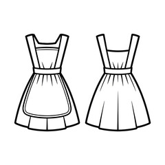vector illustration of a apron dress coloring page