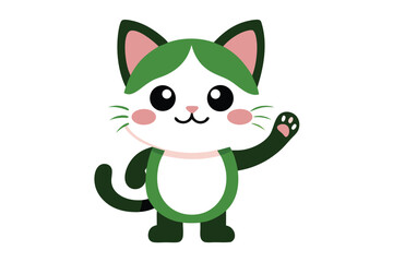 Adorable cartoon cat with a friendly wave on a clean white background