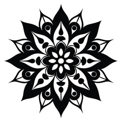 Intricate Black and White Mandala Design Floral Geometric Pattern for Art, Tattoo, and Decor