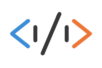Obraz premium Abstract representation of computer code with angled brackets and vertical lines
