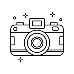 Vintage Camera Icon Classic Photography Equipment Line Art Illustration
