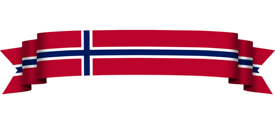 Norway flag ribbon banner isolated on transparent background. olso. Norway. Long ribbon flag of norway design. National flag, country flag. Red, blue color 