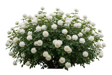 White roses bush flowers, flowers shrub isolated on white background