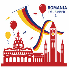 Celebrating Romania's National Day December 1st, A Festive Illustration