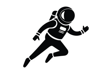 Exploring astronaut silhouette on white background