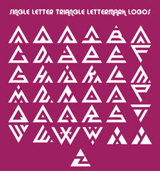 Single Letter Triangle Lettermark Logo made, ideas, bold, white, minimal, signs, geometrical, square, multimedia, geometry, alphabet, text, decoration, label, simple, lettering, art, black, single lin