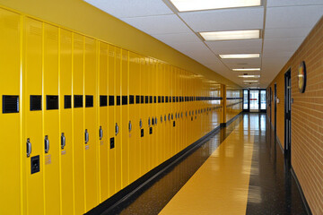 Chaos in a school hallway with open lockers and clutter