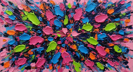 Abstract painting with vibrant, exploding colors.