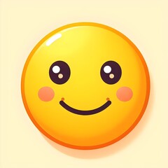 Fototapeta premium Happy emoji icon with joyful expression is represented in clean flat style over light-colored background.