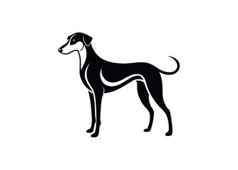 Elegant Black and White Dog Silhouette  A Stunning Canine Vector Illustration