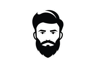 Stylish Man with Beard and Hair Vector Icon Illustration