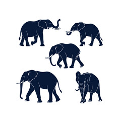 Majestic Elephants A Collection of Elegant Silhouette Illustrations