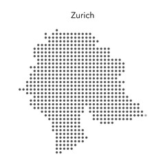 Dotted stylized map of Zurich, Switzerland. Vector illustration