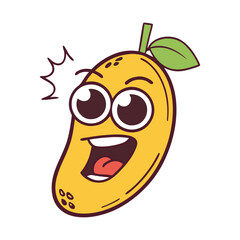 Mango in cute cartoon character style with expressive face and limbs.