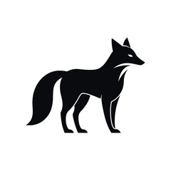 Obraz premium Elegant Black Fox Silhouette Vector Illustration, Wild Animal Design, Canine Icon
