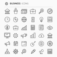 Collection of hand drawn business and finance icons for digital use