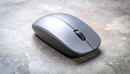 Matte Gray Wireless Mouse On Concrete
