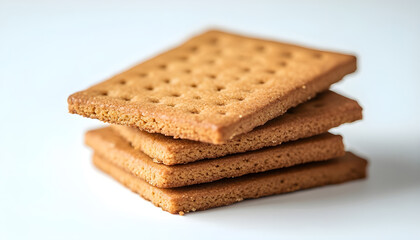 Brown rectangular cookies on a white background