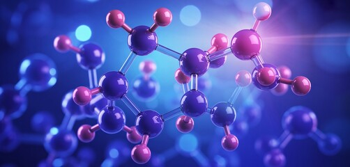 Microscopic Molecular Structure Science Background Purple Pink Atoms Bonds Research