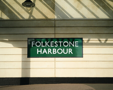 Folkstone, England, United Kingdom, 23rd May 2025, Folkstone Harbour Railway Station sign