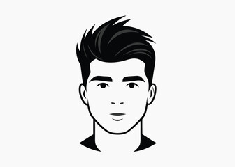 Stylish Men's Hairstyle Illustration Modern Spiky Haircut Design Concept