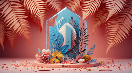 Enchanted Crystal 3D Render of Floral Paradise