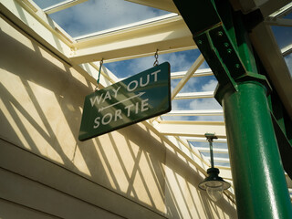 Folkstone, England, United Kingdom, 23rd May 2025, Folkstone Harbour Railway Station way out sortie sign