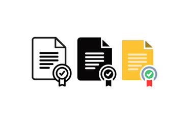 Certificate Document with Badge Icon Collection