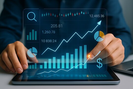 Financial data analysis with digital charts and graphs