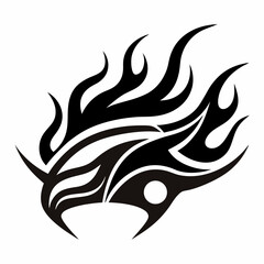 Fiery Tribal Tattoo Design Black Ink Flames Graphic