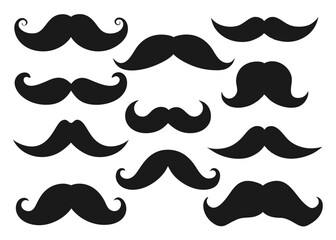 Collection of Classic Mustache Styles Vector Illustrations for Design Projects