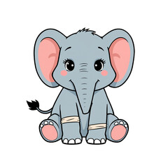 Fototapeta premium Adorable Baby Elephant Illustration Cute Cartoon Animal Drawing