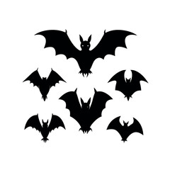 Spooky Silhouette Bats Collection Halloween Vector Graphics