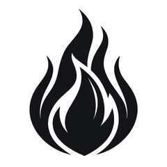 Black and White Flame Icon Minimalist for Design Needs