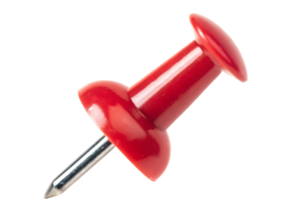 Shiny Red Pushpin isolated on a transparent background