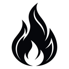 Minimalist Black and White of a Single Flame Isolated on White Background
