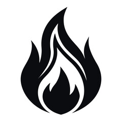 Isolated Black and White Depicting a Stylized Silhouette of a Flame, Simple and Clean