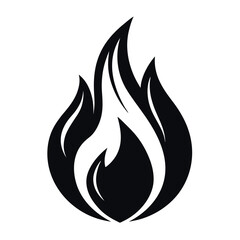 Abstract Illustration Minimalist Black and White Fire Flame on a White Background