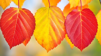 Obraz premium Vibrant Autumn Leaves Closeup Red Yellow Fall Foliage