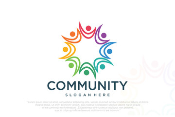 community people, social community, global community, human family logo design . vector illustration
