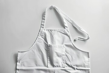 Sharp Picture of White Apron with Pocket Isolated on White Background