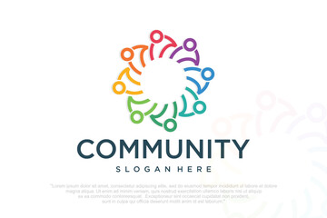 People teamwork logo symbol of solution and cooperation in community organization