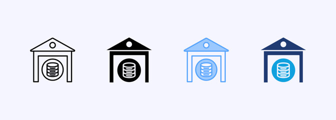 Data Warehousing Icon Set Multiple Style Collection