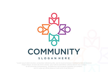 People teamwork logo symbol of solution and cooperation in community organization