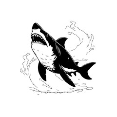 Majestic shark illustration exhibiting power and aquatic might, creating a captivating display of oceanic elegance in design