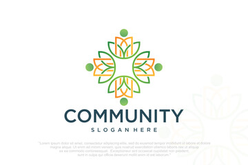 People teamwork logo symbol of solution and cooperation in community organization
