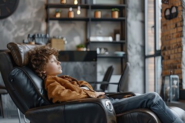 Clear Pixel Image of the Boy is Resting in the Salon